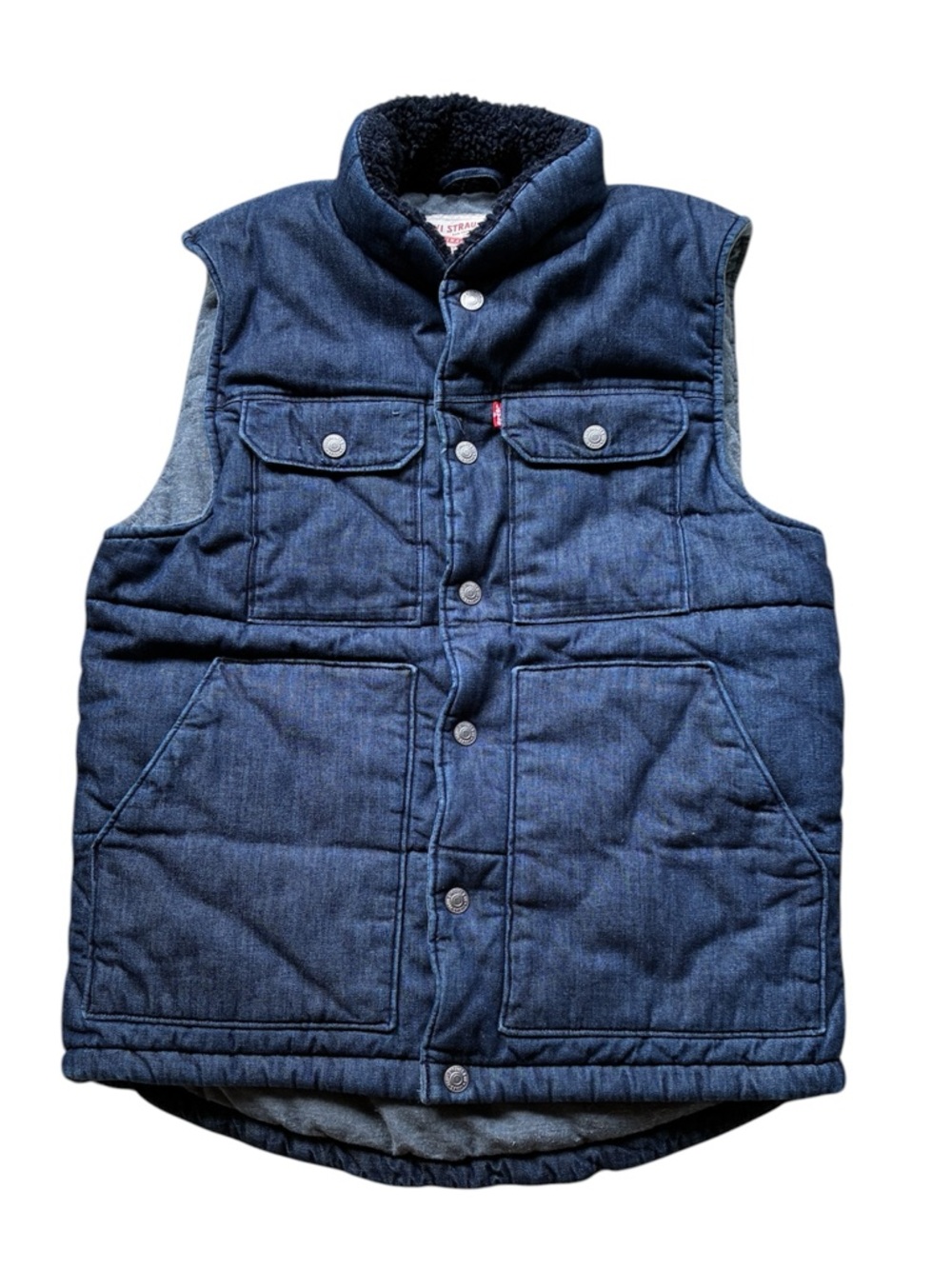 Levi's Men's Blue Denim Sherpa Collar Puffer Vest Size Small